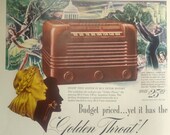 Vintage RCA Victor Victrola Golden Throat 3 Way Acoustical System Print Advertising Inventory 3043