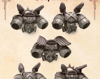 Crimson Lords Jump packs x5 - Angelic Crimson Lords Assault Jumppack Bits x5 - Custom Wargame Miniature Grimdark Bits Pack. Angel Jump Pack.