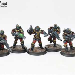 Runds' Scion Commandos - Sci-fi Guardsmen Scion Commando Squad + 28 mm aangepaste bases - Sci-fi Custom Guards. Sci-fi-soldaten met Noorse thema.