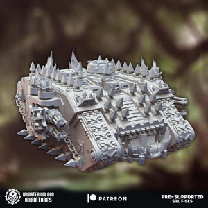 HellCrusher Assault Tank - Iron Warlords Assault Tank - Massive Sci-fi Transport / Tank Miniature Kit for Sci-fi Wargames.