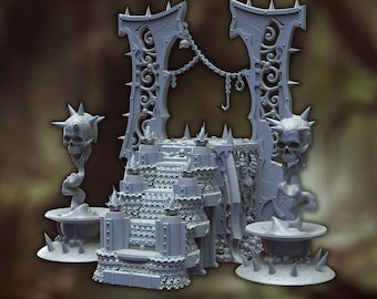 Blood Alter Terrain - Chaos / Skull Themed Terrain do gier wojennych Sci-fi lub Fantasy. Cursed Skull Alter. Custom Resin Terrain Kit.