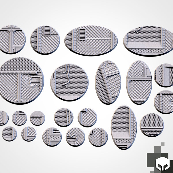 Industriële basissen op de fabrieksvloer - Aangepaste industriële 32/40/60mm+ basissen - alle maten - Aangepaste basissen voor Sci-Fi Wargames en Minis.