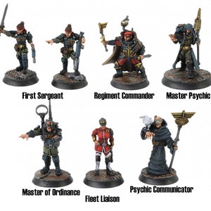 Imperial Commanders - Runds&#39; Imperial Guard - Norse Themed Sci-fi Imperial Command Squad + Custom 25mm Industrial Bases - Sci-fi Wargame.