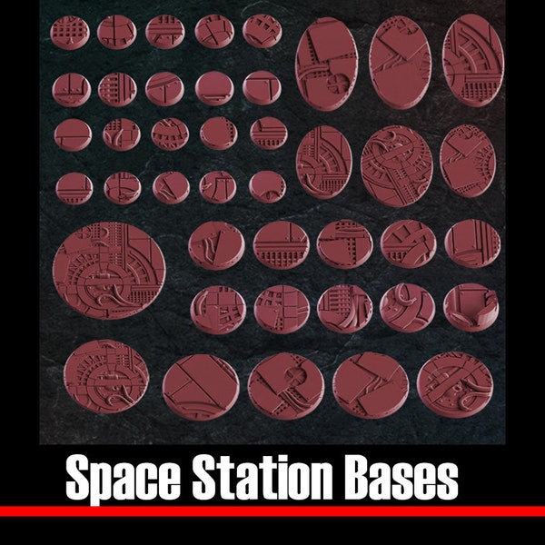 Space Station Custom Bases - Custom 25/32/40mm Bases for Sci-fi / Grimdark wargames - 28mm Scale. All Base Sizes Available.