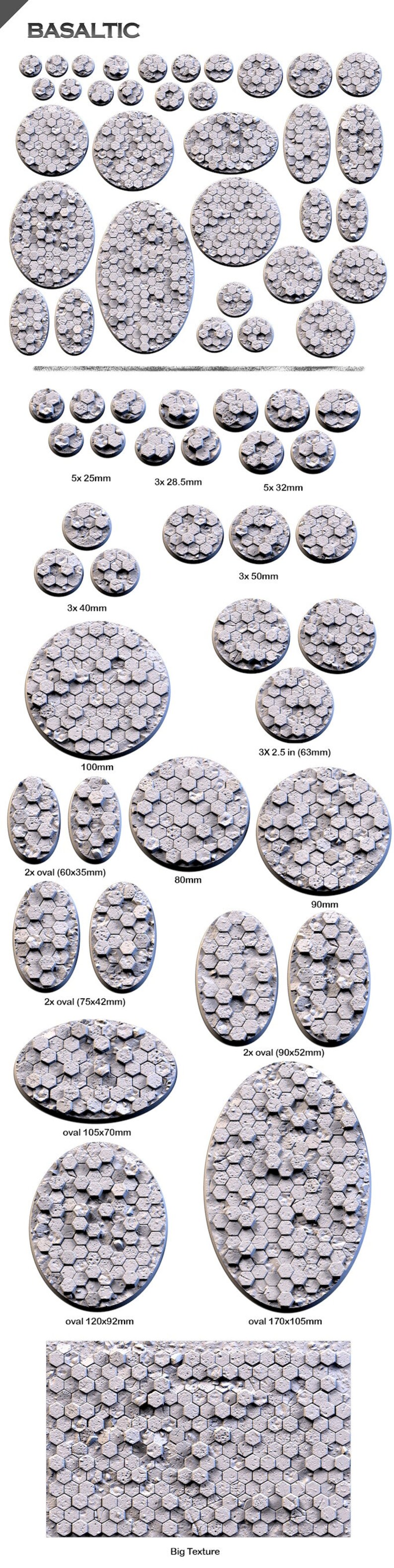 Basalt Crystal Bases - Custom Basalt Rock Themed 32/40/60mm+ Bases ...