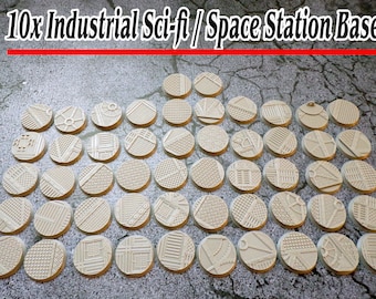 Industrial City Bases x10 - 25/28/32/40/50mm - Industrial / Sci-fi / Grimdark Bases for all Game Systems.