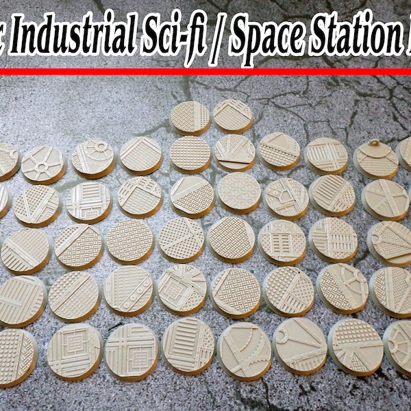 10 socles urbains industriels - 25/28/32/40/50 mm - Socles industriels / science-fiction / Grimdark pour toutes les consoles de jeu.