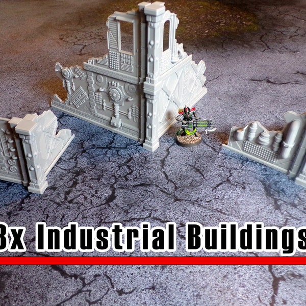 Wargame Terrain Bundle - Grimdark City Scatter Terrain Pack - 3 Buildings for 28mm Grimdark Wargames, Konflict, or Legion.