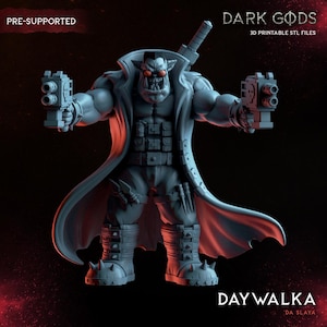 Da Daywalker, Space Ork Cosplayer - 28 mm Wargame Ork Miniature + Custom 32 mm Base. Lustiges Ork Modell für Sci-fi Kriegsspiele.