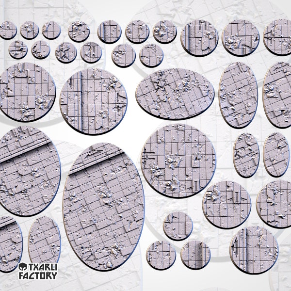 Ruined Imperial Palace - Custom Palace Ruins Themed 32/40/60mm+ Bases - All Sizes - Custom Rubble Bases for Sci-fi Wargames - Palace Bases.