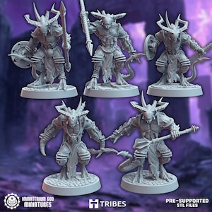 Demons of Kalal x5 + Custom Resin Rocky 32mm Bases - High Quality Resin Kit for Sci-fi Wargames. Custom Demon Miniatures.