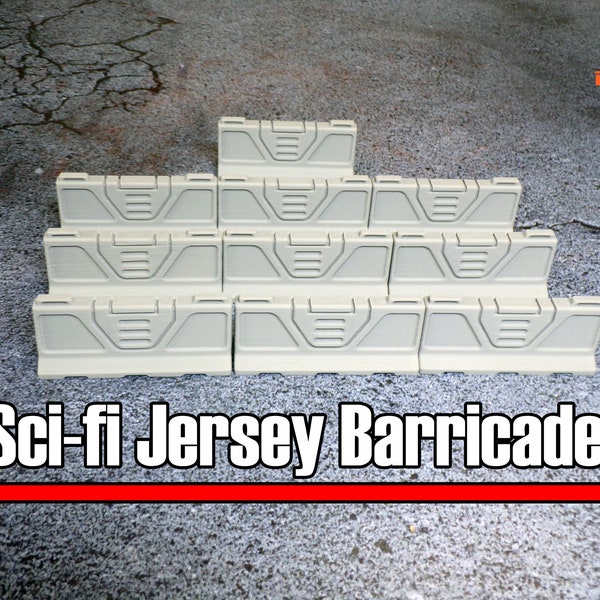 Sci-fi Jersey Barricades x10 - Science Fiction Terrain for 28mm Scale Wargames - Sci-fi Wargame Terrain.