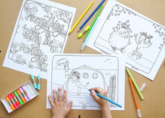 Printable Coloring Pages for Kids and Adults. Pack of Three - Etsy