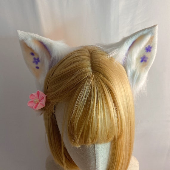 White Rice Lotus Ears-cosplay-collar-animal Ears-handmade-fox - Etsy
