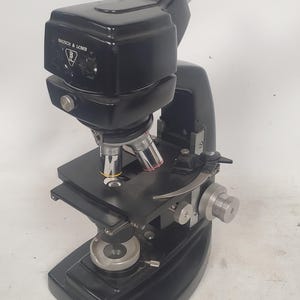 Vintage Bausch & Lomb Monocular Laboratory Microscope w/ 3 Objectives
