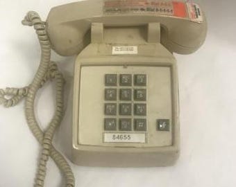 Premier 2500 Vintage Push-Button Desk Phone Beige Office Telephone
