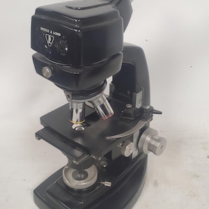 Vintage Bausch & Lomb Monocular Laboratory Microscope w/ 3 Objectives