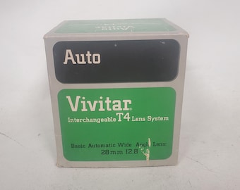 Vintage Vivitar Auto Vivitar 19-1043 T4 28mm f2.8 Wide Angle Lens System