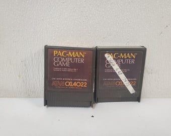 Vintage Atari CXL4022 Pac-Man Left + Right Game Cartridges 1982