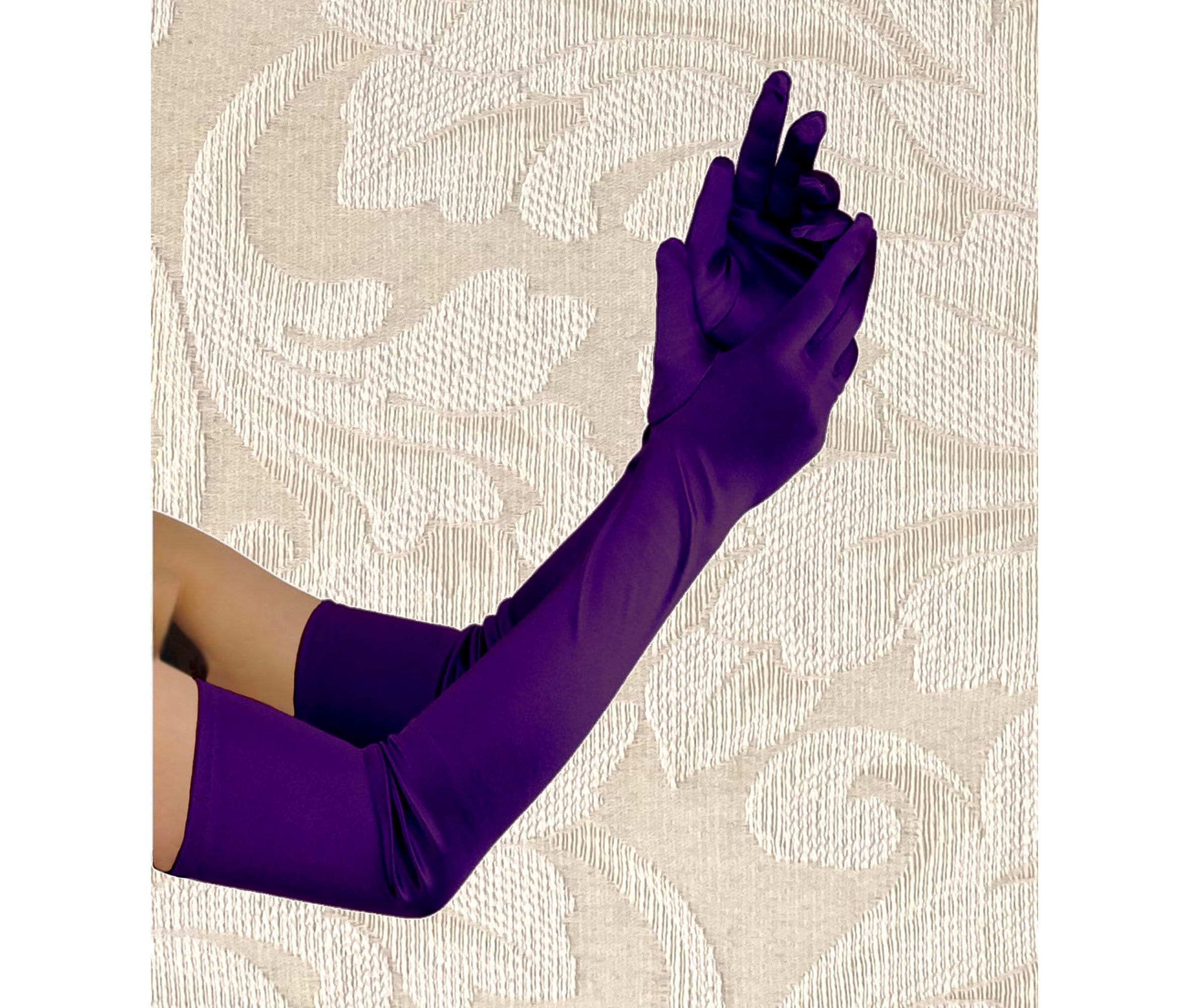 Dark Purple Premium Quality 23 inch Extra Long Over Elbow Stretch Satin Gloves Opera Length Bridal Wedding Halloween Costume Etsy UK