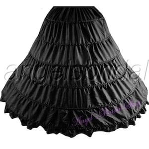 Premium Quality Black 6-Hoop Petticoat Crinoline Bridal Wedding Ball Gown Dress Underskirt Skirt Slip One Size Fits Most