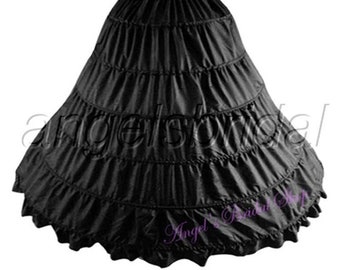 Top Quality Black 6-Hoop Petticoat Crinoline Bridal Wedding Ball Gown Dress Underskirt Skirt Slip One Size Fits Most 22"-50" Waist