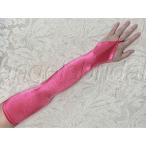 Fuchsia Fingerless Premium Quality 23-inch Extra Long Over Elbow Stretch Satin Gloves Opera Length Bridal Wedding Halloween Costume