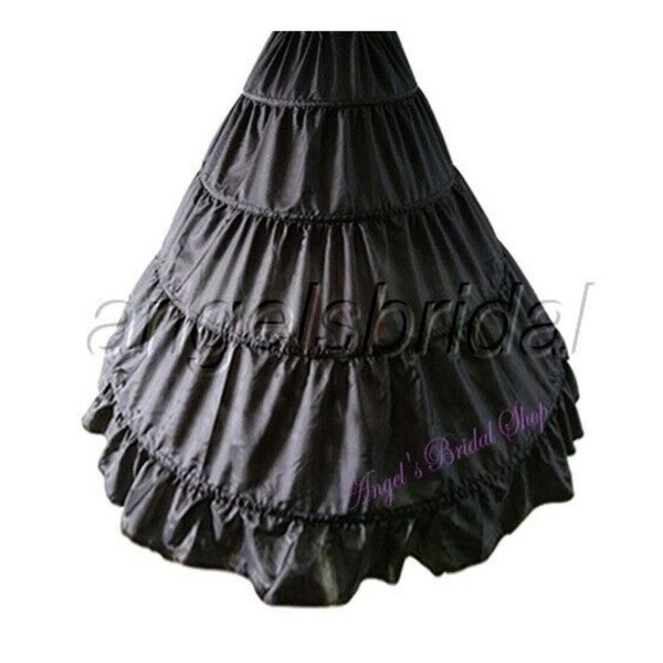 Top Quality Black 4-Hoop Petticoat Crinoline Bridal Wedding Gown Dress Underskirt Skirt Slip One Size Fits Most 22"-42" Waist