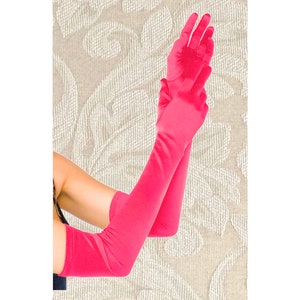 Fuchsia Premium Quality 23-inch Extra Long Over Elbow Stretch Satin Gloves Opera Length Bridal Wedding Halloween Costume