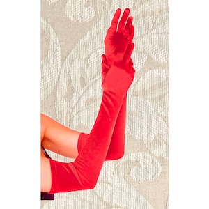 Red Premium-Qualität 23-Zoll-extra Lange Über Elbow Stretch Satin Handschuhe Oper Länge Braut Hochzeit Halloween-Kostüm