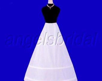 Top Quality Cotton 2-Hoop Petticoat Crinoline Bridal Wedding Gown Dress Underskirt Skirt Slip One Size Fits Most 22"-42" Waist