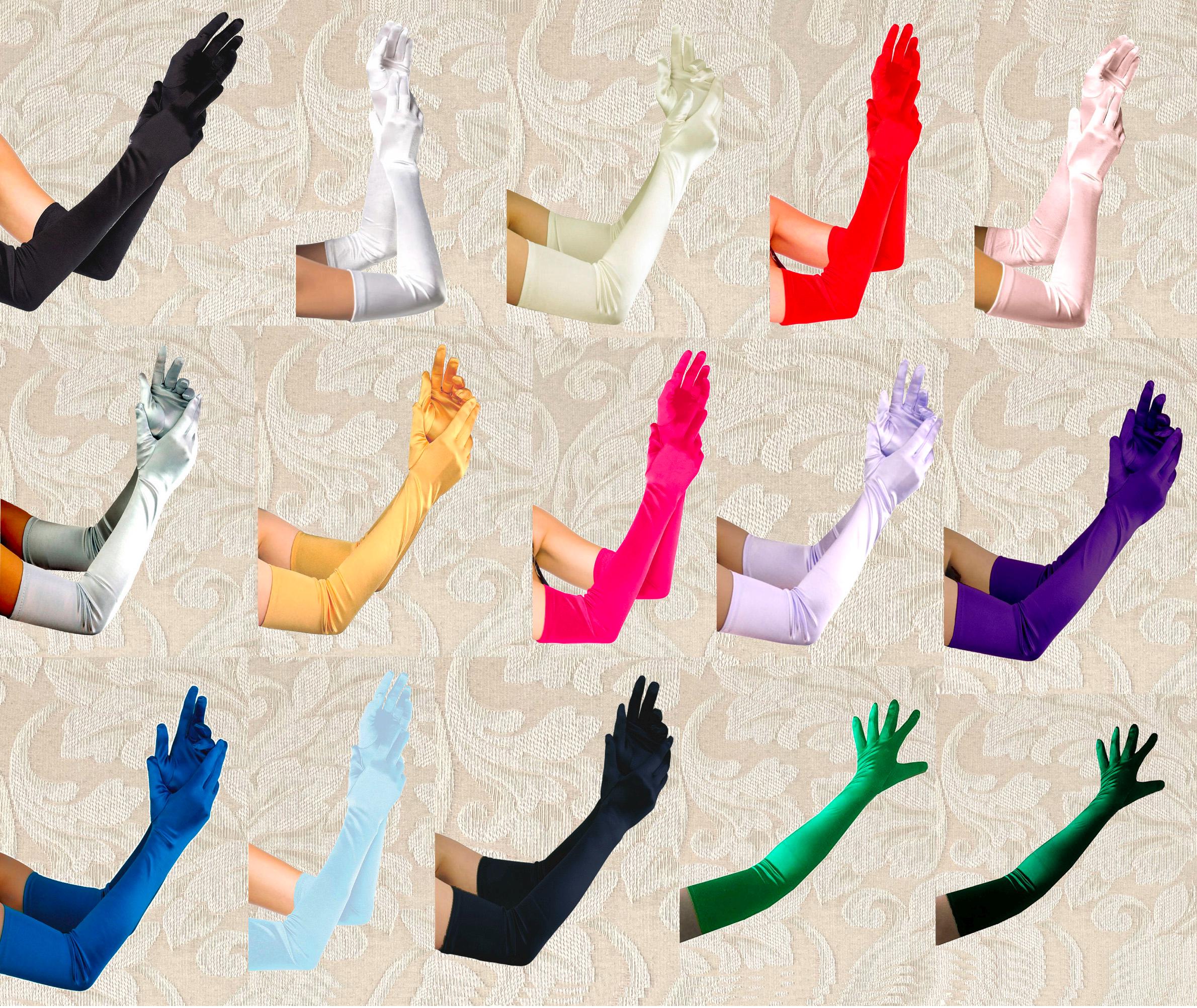 Premium Quality 23-inch Extra Long Over Elbow Stretch Satin Gloves Opera Length Bridal Wedding Halloween Party Costume Prom Cosplay Pageant