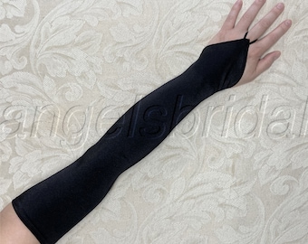 Mitaines extra-longues noires de 23 pouces sur le coude, gants en satin de qualité supérieure, longueur opéra, mariée, mariage, déguisement d'halloween, cosplay