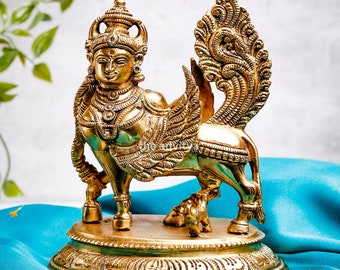 Brass Kamdhenu Statue 6.5 Inches Idol for Good Luck - Unique Gift for Prosperity, Happiness and Home Décor