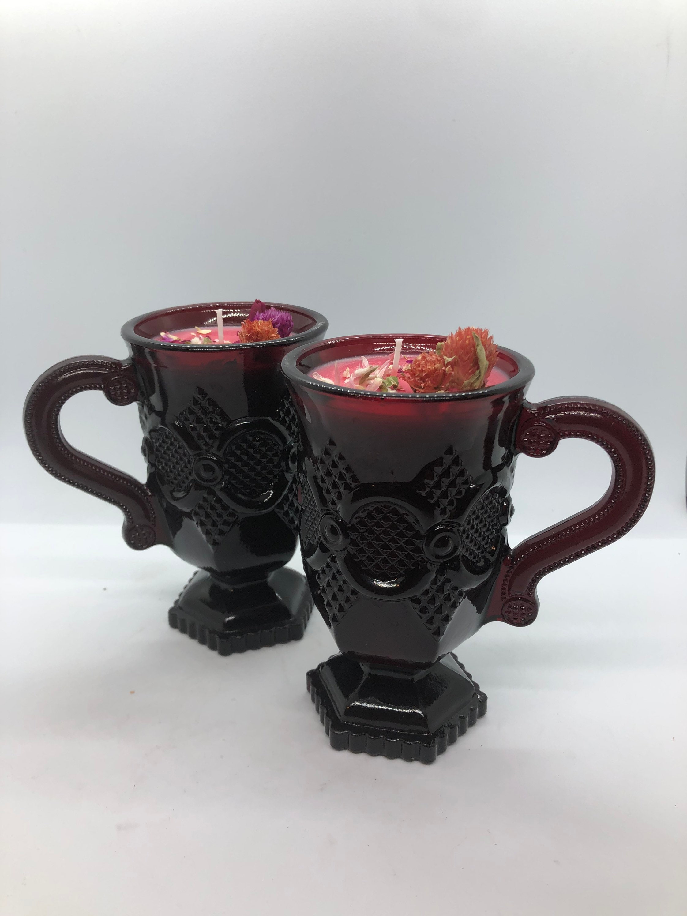 Red Candles in Vintage Avon Glass Etsy