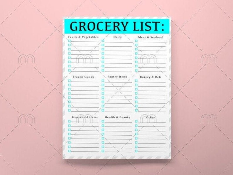 printable grocery list etsy