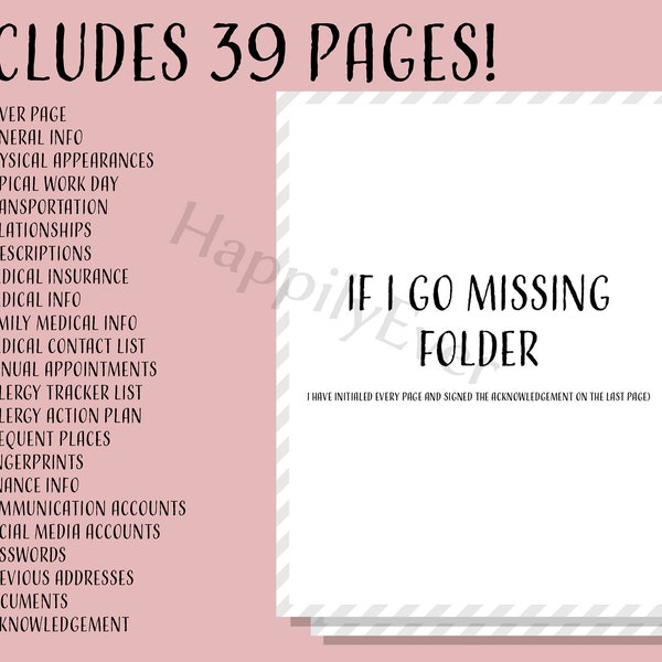 Printable & Fillable Ultimate If I Go Missing Planner