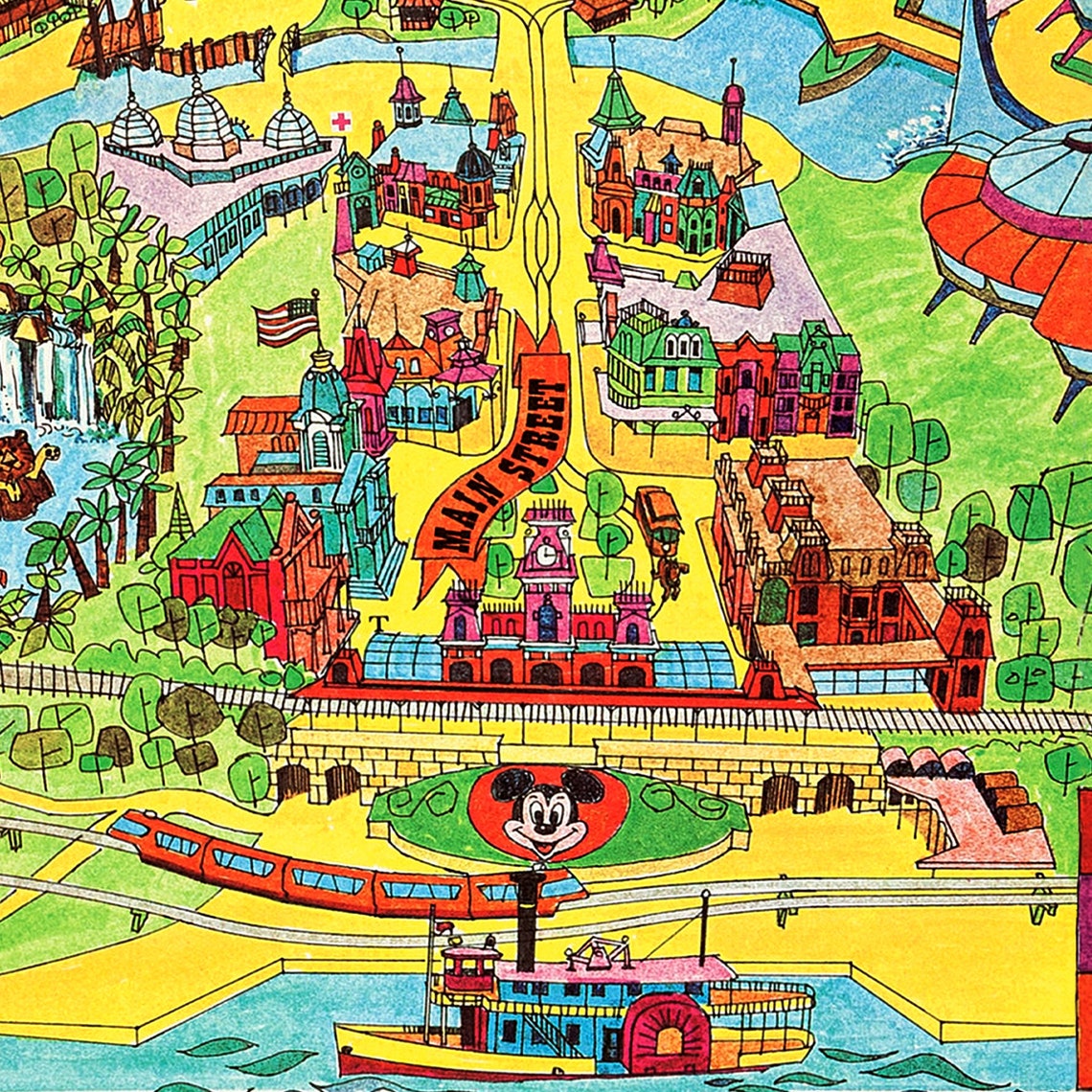 Magic Kingdom Map 1971 Disney World Map Disney Park Map Disney Etsy