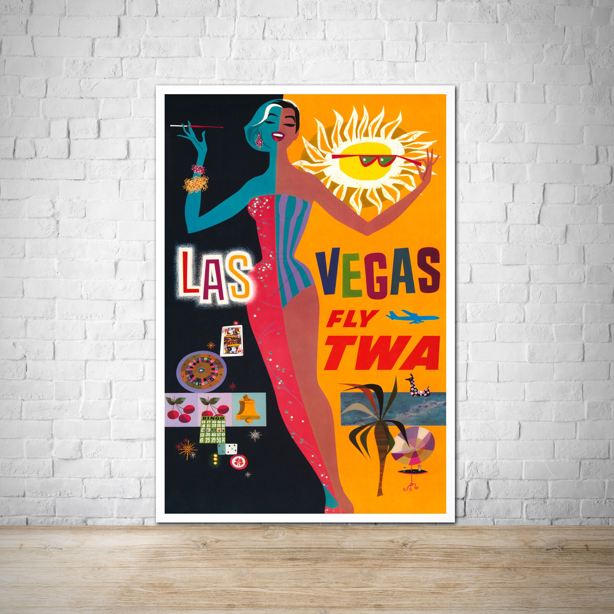 Las Vegas Vintage Travel Poster Fly TWA Vintage Advertisement Etsy