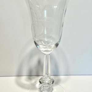 Vintage Heisey Dolly Madison Rose Water Goblet - Etched Crystal Stemware