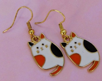 Calico Cat Earrings, Cat Jewellery, Animal Earrings, Animal Lover, Kitten Gift, Cat Accessories, Animal Jewellery, Cat gift, Quirky Earrings