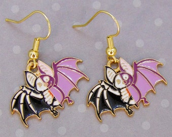 Bat Skeleton Earrings, Bat Jewellery, Halloween Earrings, Spooky Earrings, Animal Jewellery, Halloween Jewelry, Bird Gift, Dangle Earrings