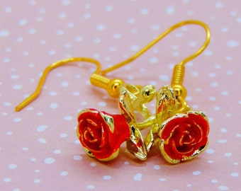 Rose Earrings, Flower Jewellery, Valentines Gift, Romantic Present, Floral Jewelry, Nature Earrings, Cutesy Earrings, Bridesmaid Gift