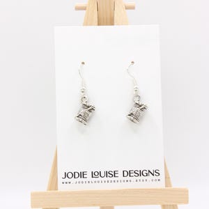 Cotton Reel Dangle Earrings – Sewing Themed Gift, Quilter Seamstress Jewellery, Quirky Dangles