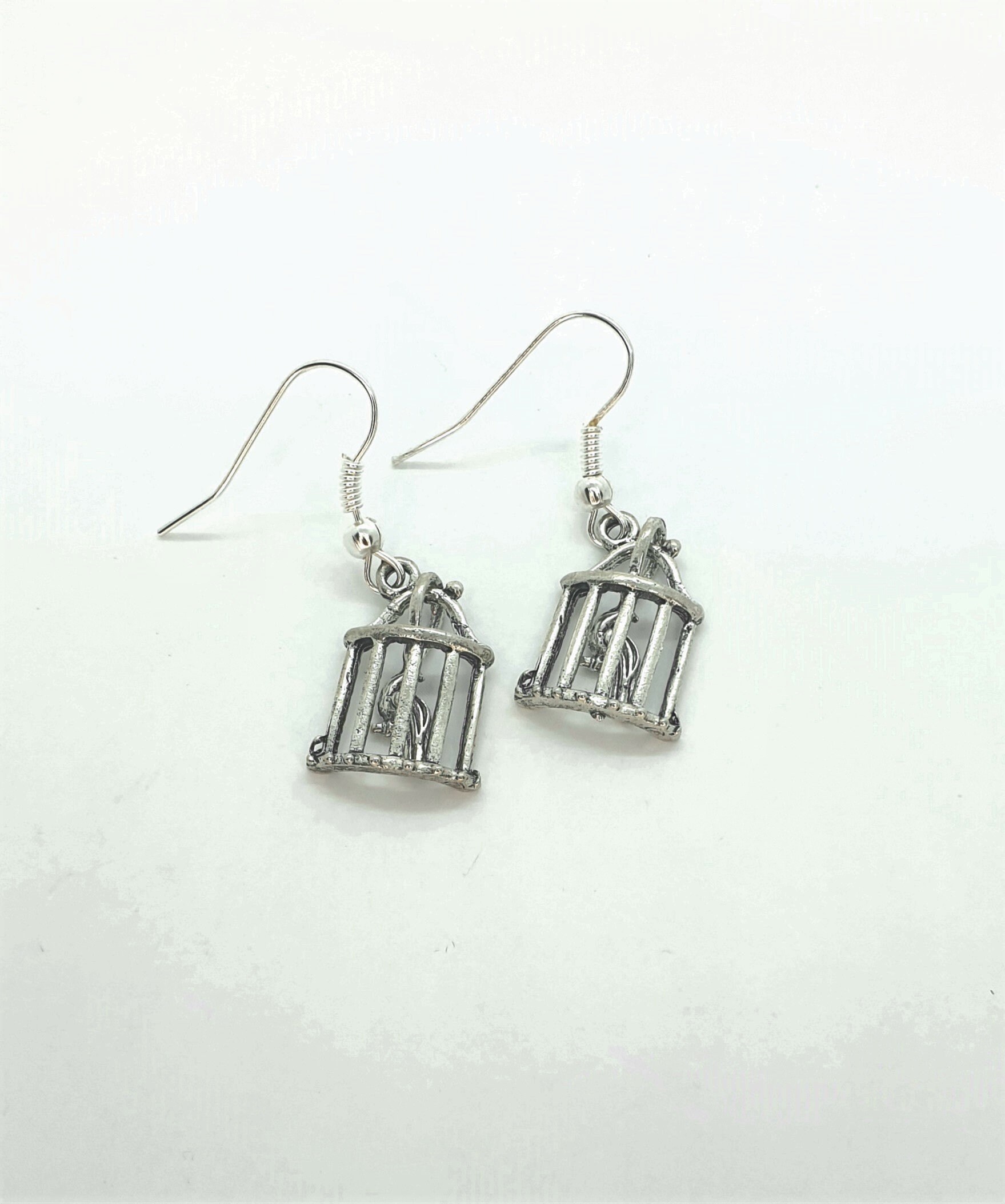 Bird In Cage Earrings Bird Earrings Bird Jewellery Animal Etsy