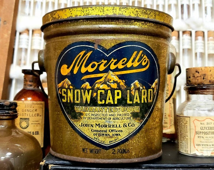 Antique 1920s Morrell's Snow Cap Lard Lithographed Tin Bucket Etsy