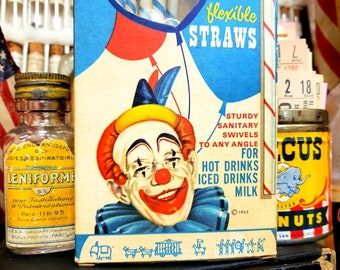 Vintage 1963 Carnival Elbow Straws Box with Contents