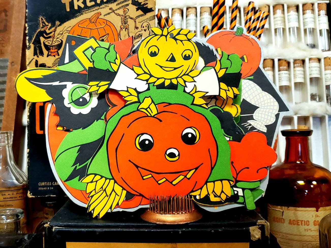 Vintage 1950s Halloween Cardboard Cutouts Halloween Etsy