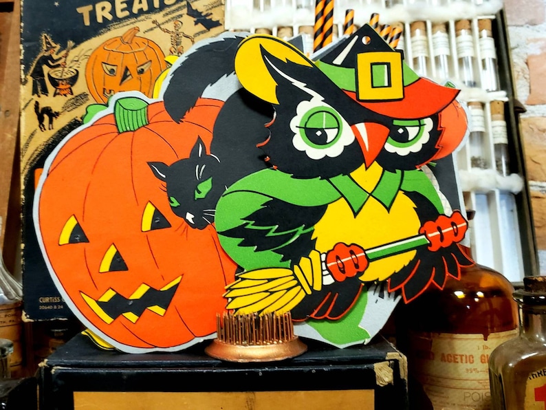 Vintage 1950s Halloween Cardboard Cutouts Halloween Etsy