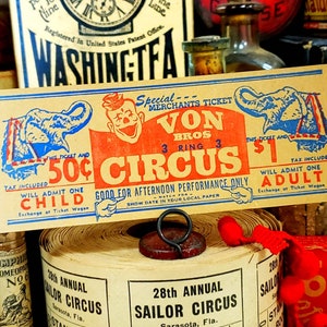 Vintage Von Bros Circus Tickets
